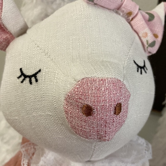 NEW! FARMHOUSE SPRING STUFFED PIG IN PINK FLORAL GOWN & BALLERINA SLIPPERS - Picture 11 of 12